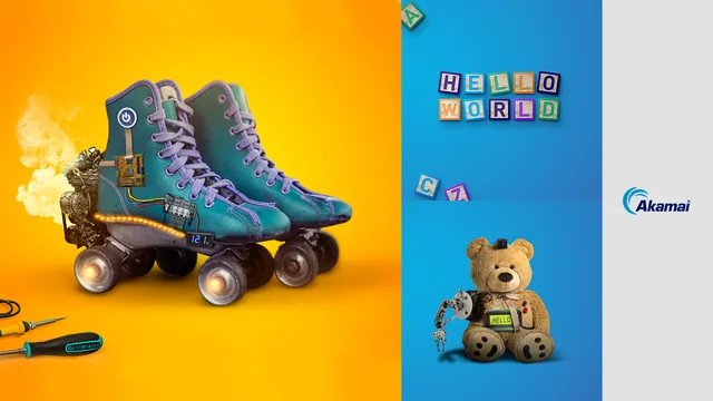Colorful roller skates and toy campaign artwork