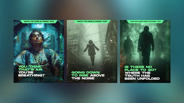 Three cinematic science fiction poster compositions