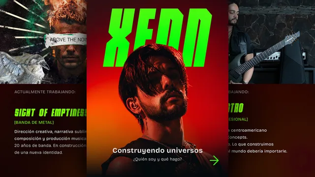 XENN music website and red portrait artwork
